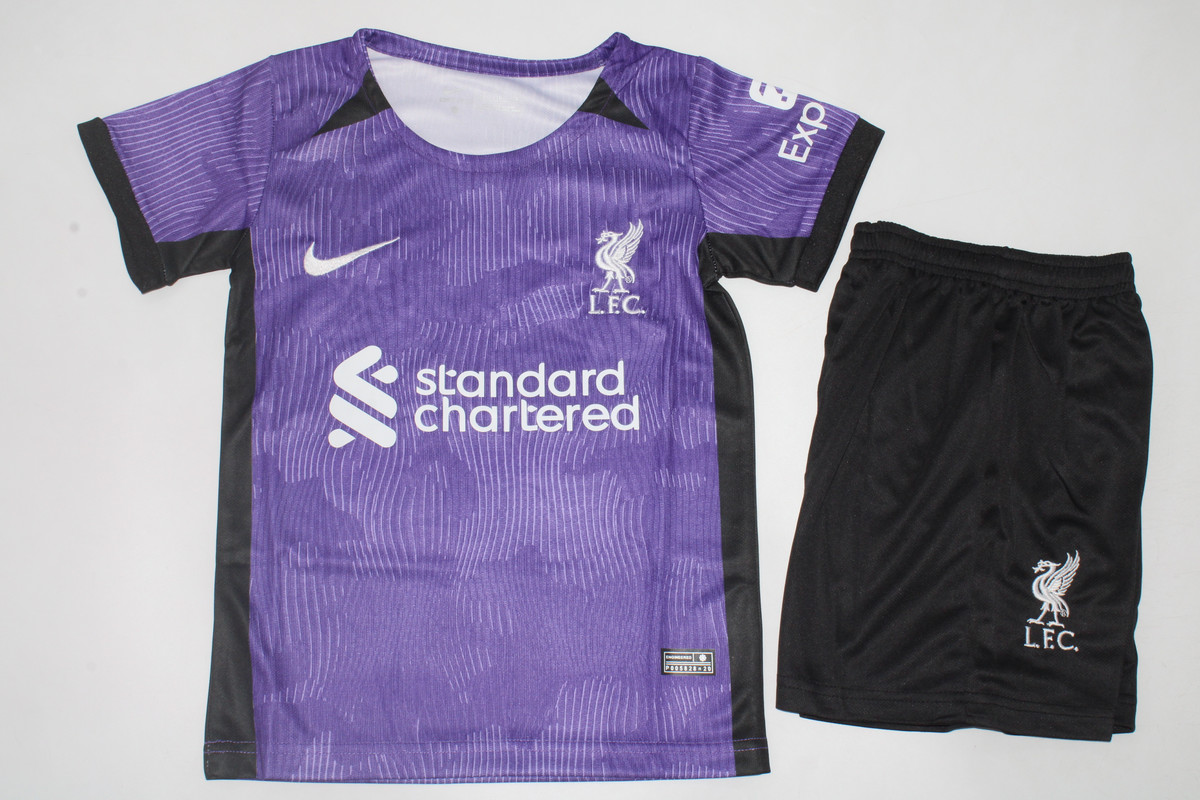 Kids-Liverpool 23/24 Third Purple Soccer Jersey